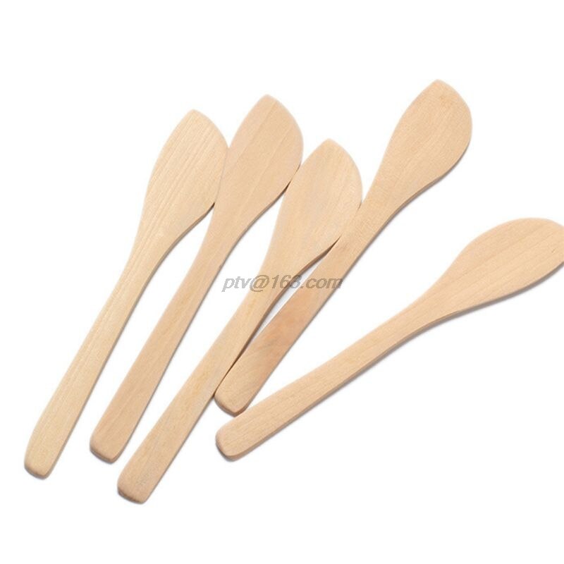 10 pcs Wooden Spoon Dumpling Filling Utensil Peanut Butter Spreading Tools for Kitchen Restaurant