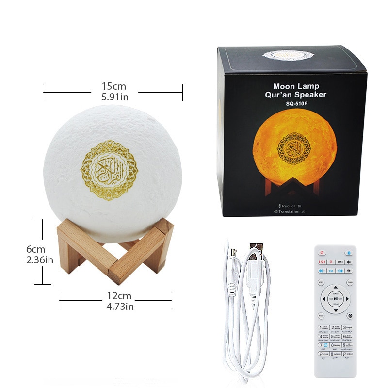 Hellig muslim islam arabisk bluetooth trådløs koranhøjttaler med fjernbetjening touch lampe koran natlys måne koranafspiller