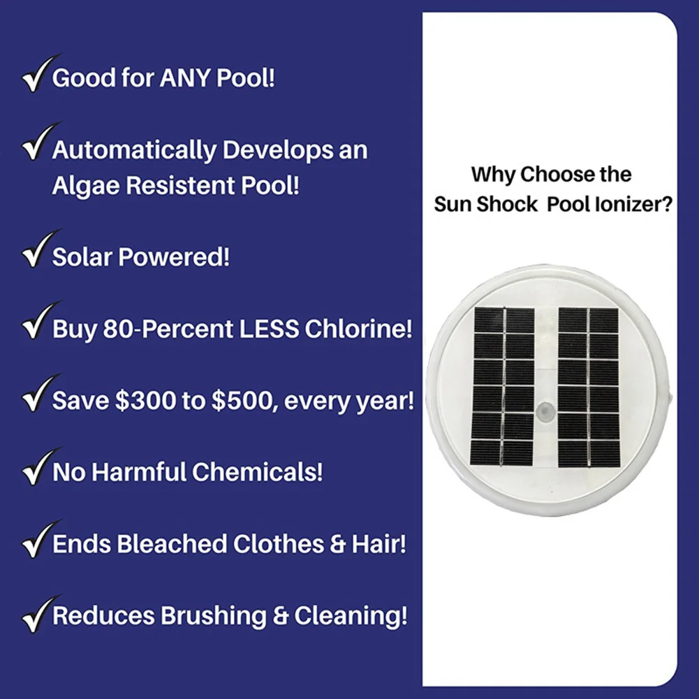 Floating Pool Cleaner Keeps Pool Cleaner and Clear Copper Ionization 85% Less Chlorine Solar Copper Pool Ionizer Up To 35000 Gal