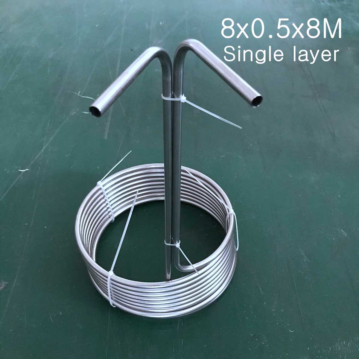 Tubos de refrigeración de acero inoxidable, kegeradores para el hogar, fermentación de mosto, súper eficiente: 8X0.5X8M single
