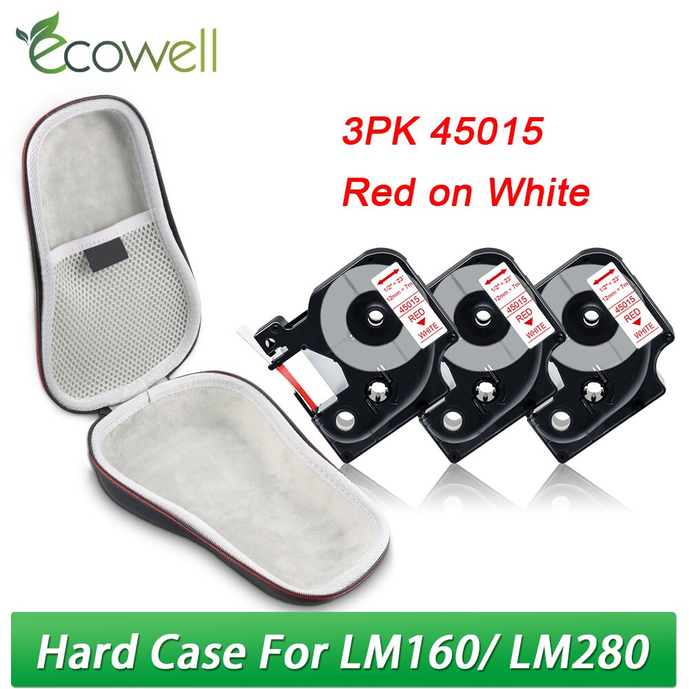Ecowell przenośna torba podróżna dla Dymo LabelManager 160 280 D1 45013 LM160 drukarka do etykiet pokrowiec EVA ochronny podręczny schowek: 1 Case 3PK Set 7