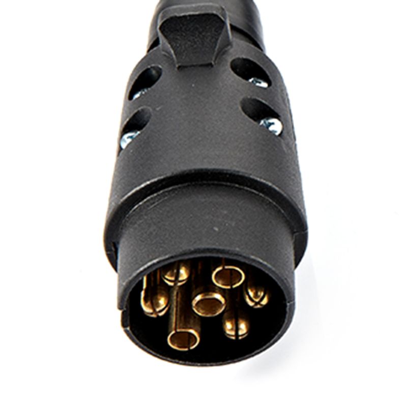 7- polige aanhangerstekker en -contactdoos met 3m verlengkabels en veerkabelconnector voor caravan, voertuig, vrachtwagen