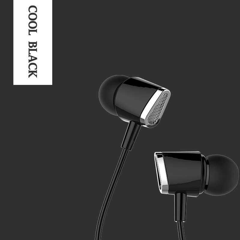 Bedrade Oortelefoon Bass Sound In-Oortelefoon Headset 3.5Mm In-Ear Koptelefoon Met Microfoon Handsfree Call Telefoon Oortelefoon voor Android Ios: Black
