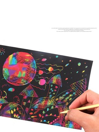 Young children colorful scratching paper 50 100 sheets diy handmade scraping painting non-toxic sand painting color sand