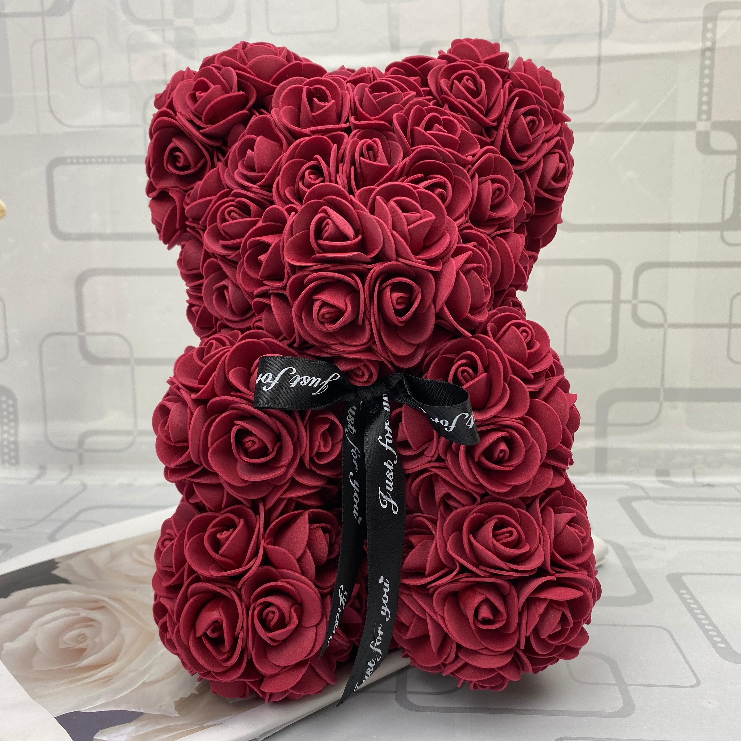 Valentinsdag dag 25cm rød rose bamse rose blomst kunstig dekoration jul kvinder valentinsdag