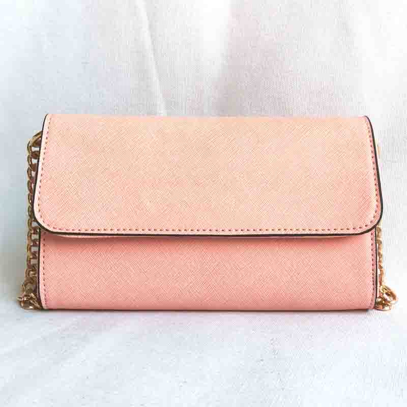 Style women michael small square cross pattern PU leather ladies shoulder Messenger chain bag trend female bolsa: Pink