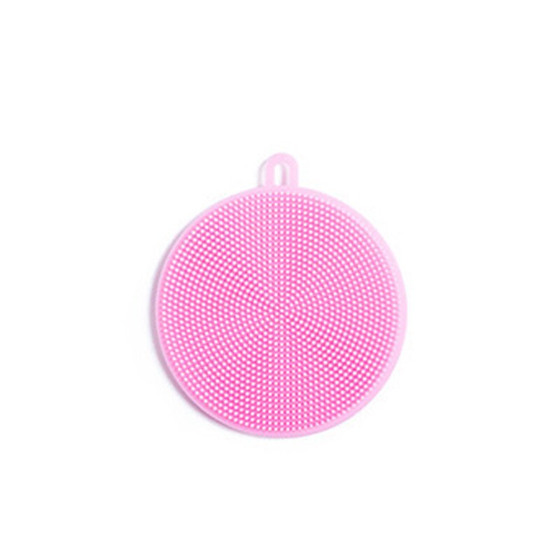 Cepillo de silicona para limpieza de cocina, cepillo de silicona suave para lavar platos, ollas, cuencos, frutas y verduras, 1 unidad: PINK
