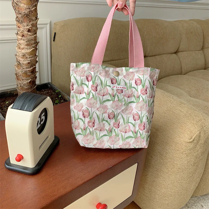 Dames Schoonheid Bloem Canvas Tas Buiten Winkelen Toilettas Telefoon Oagnzier Opbergzakken Koreaanse Doek Handtassen Lunchbox Bento Tas