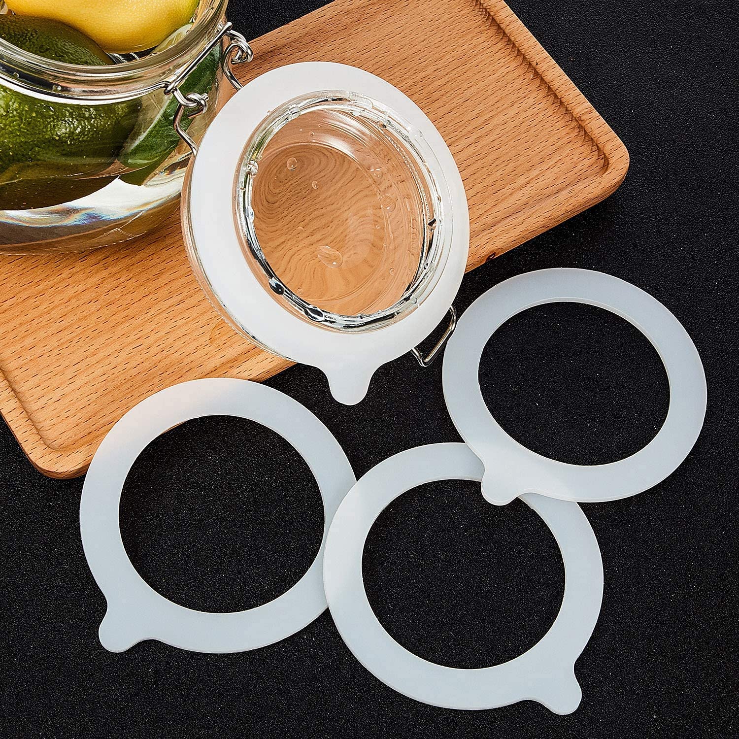 5pcs Silicone Replacement Gasket Airtight Rubber Seals Rings Leak-Proof Canning Seals for Glass Clip Top Jars Storage Containers