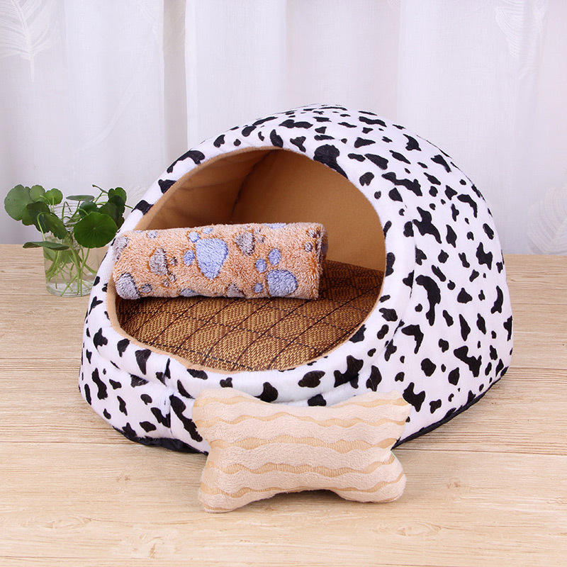 Hond Bed Huis Kat Nest Vier Seizoenen Universele Kennel Kleine Medium Honden Bed Volledig Afneembare Wasbare Kennel Sofa Terug socket: nainiu / 50X40X34