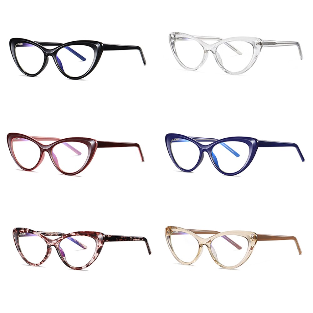 Peekaboo-gafas transparentes de ojo de gato para mujer, accesorios para mujer, gafas de bloqueo de luz azul, decoración en negro y marrón