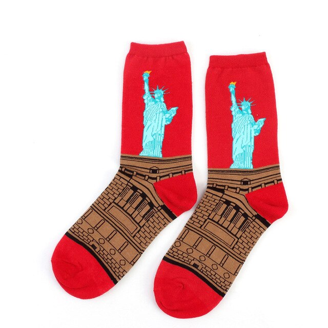 Autumn winter Retro Women Art Van Gogh Mural World Famous Oil Painting Series Female Socks Funny Socks: 5