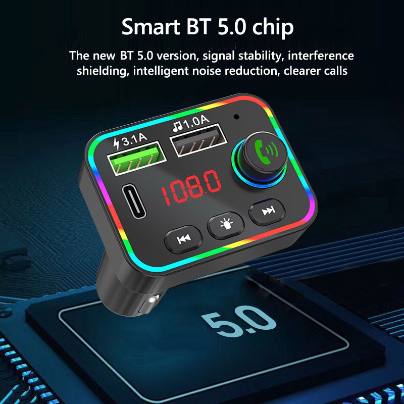 V7 FM Transmitter auto Bluetooth Carkit Handsfree Bell - Advertentie