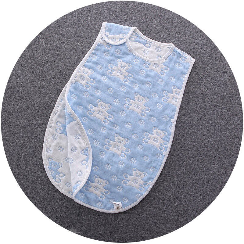 Bébé sac de couchage confortable 6 couches gaze coton pour 0-7Y enfants sommeil couvertures garçons filles enfants Swaddle vêtements de nuit Slaapzak: Blue Bear / 12M