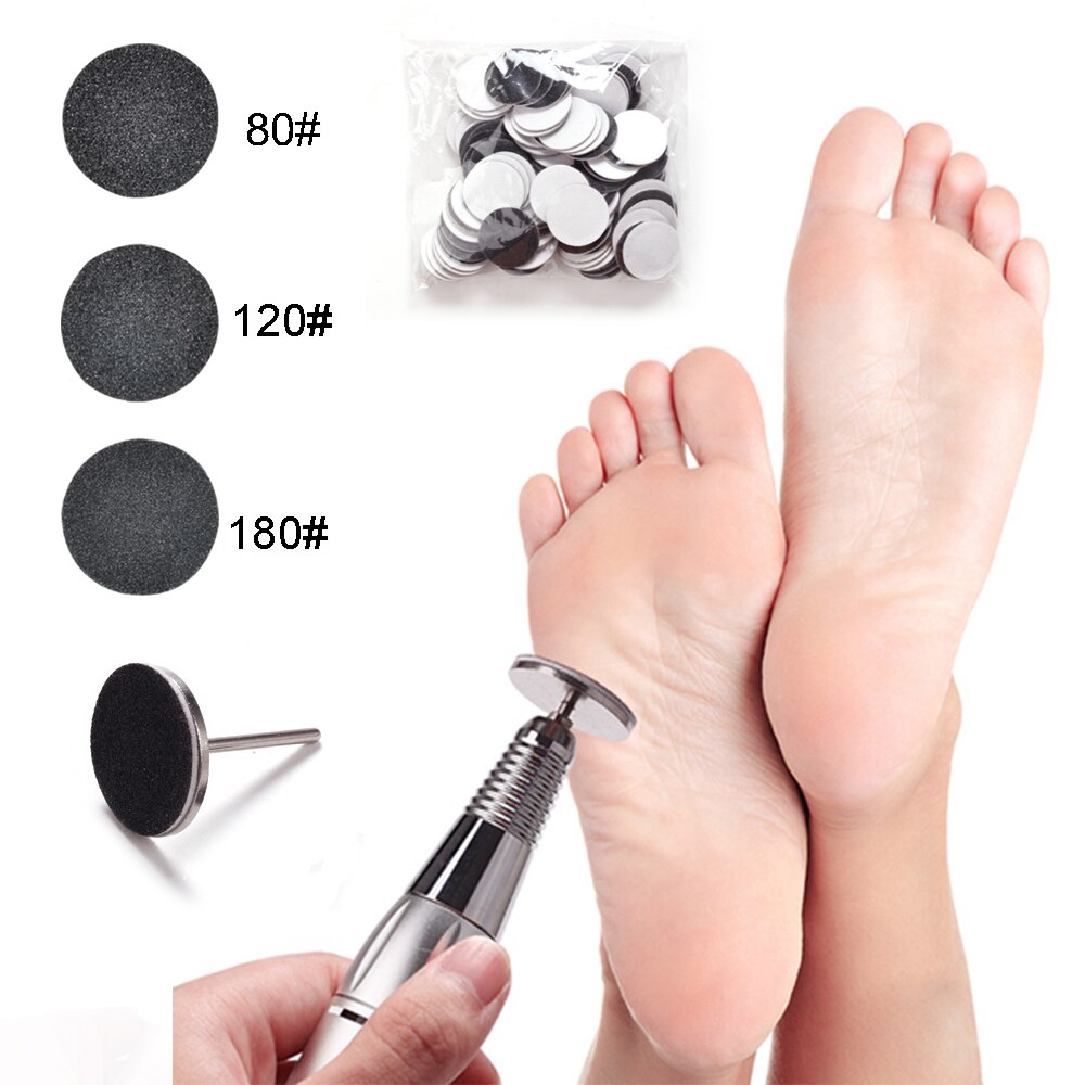 Disco para eliminar callos y cutículas, herramienta eléctrica para el cuidado de los pies, callos duros, piel muerta y pedicura, accesorios reemplazables, 100 unids/bolsa