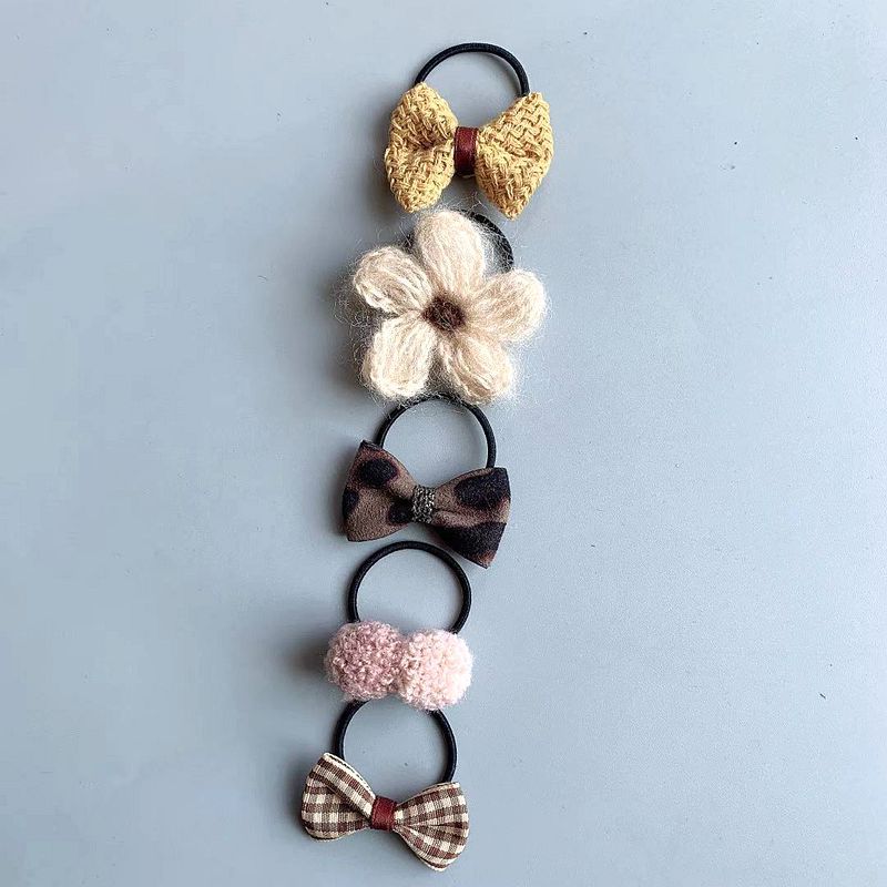 5 Stks/set Baby Hoofdbanden Elastische Hair Ties Band Rope Meisje Pompom Bal Boog Haarband Leuke Boog Bloem Hoofddeksels Baby Haar accessoires: 3