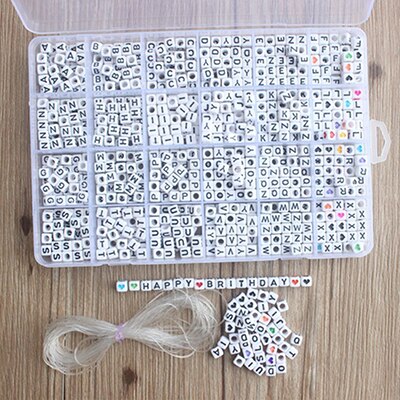 1620pcs Round Acrylic Letter Beads Set for Kid Bracelets Necklace Making Beaded Material Plastic Alphabet Beads boxs: Mixed love-1200pcs