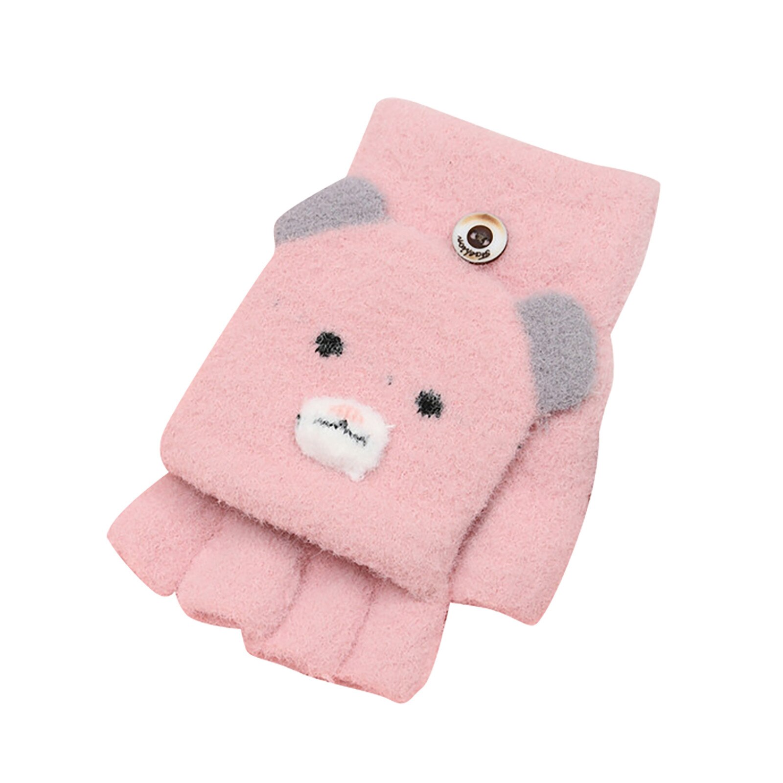 Neueste Karikatur Baby Fäustlinge Winter Warme Gestrickte Handschuhe freundlicher Jungen Mädchen Halbe Finger Handschuhe Handschuhe Für freundlicher перчатки: rosa