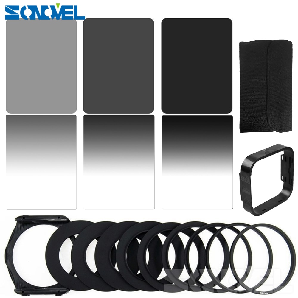 Gradiënt Neutrale Dichtheid Compleet &amp; Geleidelijke ND 2 4 8 Vierkante Filter Kit + 9 Adapter ringen voor Cokin P-serie DSLR Camera Lens