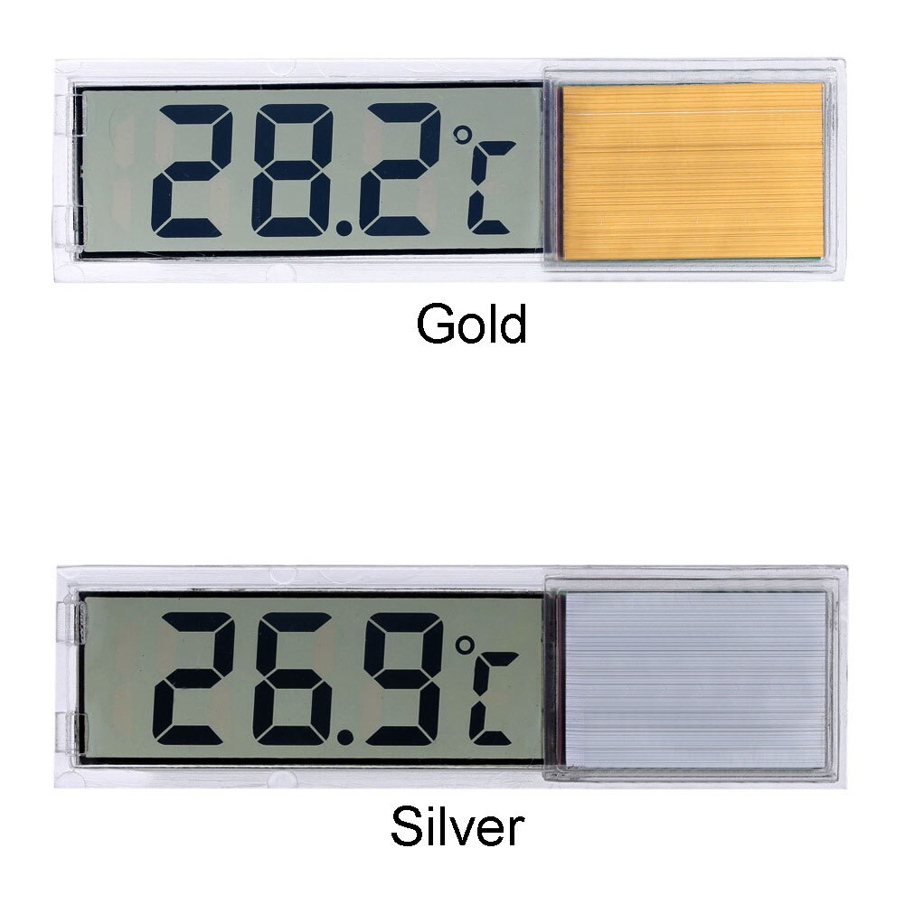 Plastic Metal 3D Digital Electronic Aquarium Thermometer Fish Tank Temp Meter Gold Silver