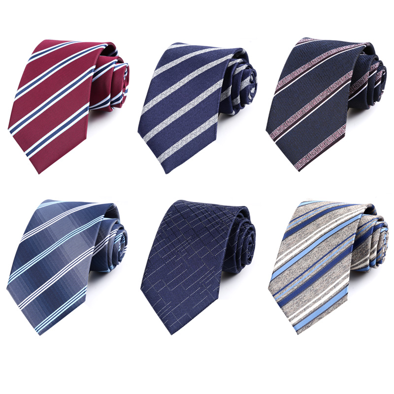 Corbata para hombre de 8CM, corbatas a cuadros a rayas lisas de color negro marino para hombre, corbata tejida de Jacquard para novio, corbata para de boda de negocios