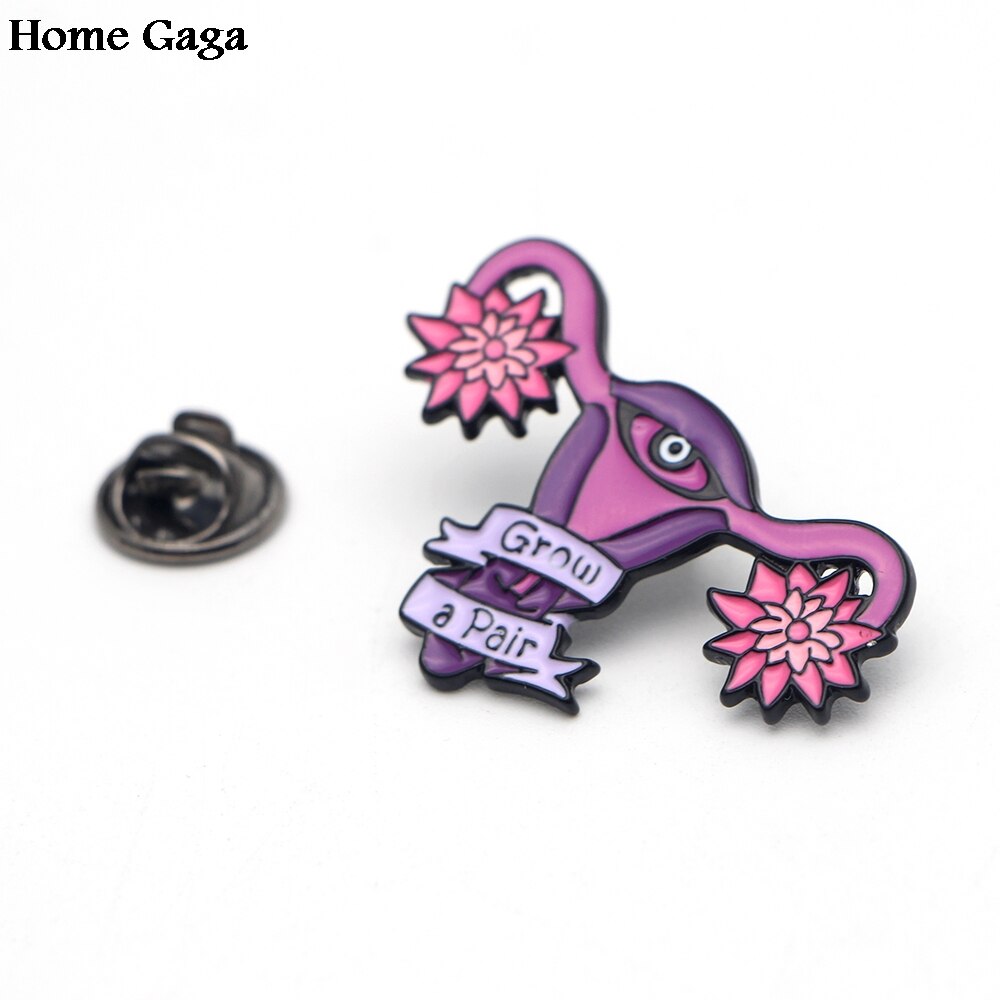 Homegaga Baarmoeder Feministische Groeien Een Paar Zink Cartoon Pins Para Shirt Jas Broches Insignia Kleding Rugzak Metalen Badges D0827