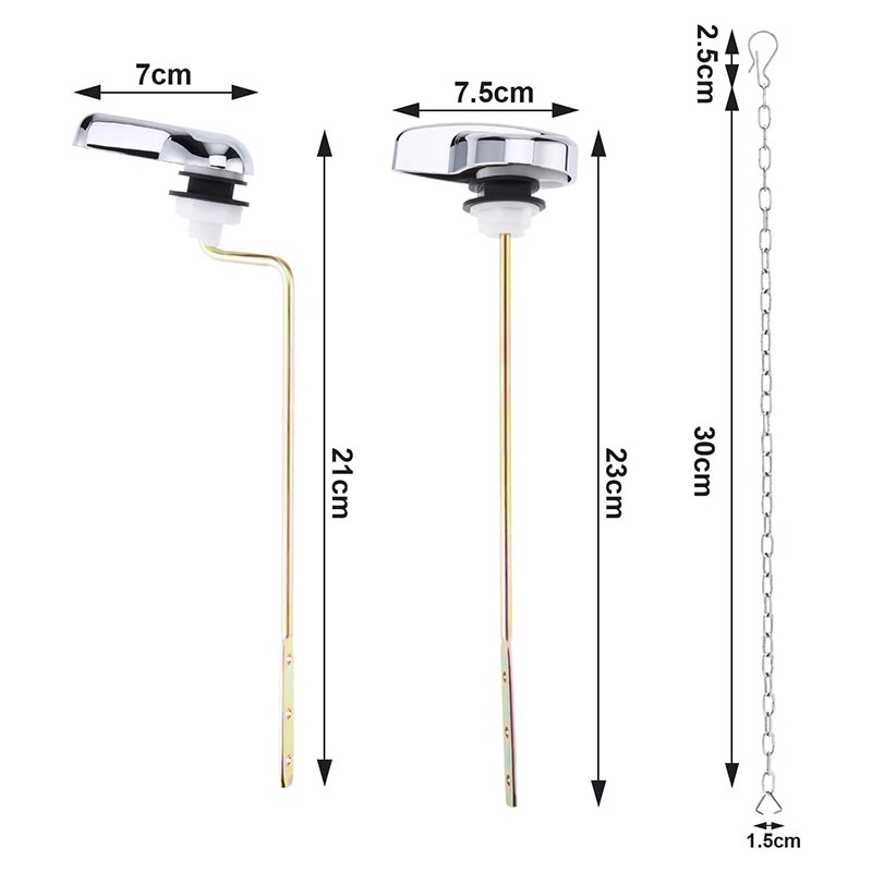 2 Packs Chrome Finish Side Mount Toilet Tank Flush Lever Handle Replacement for Most Side Mount Toilets