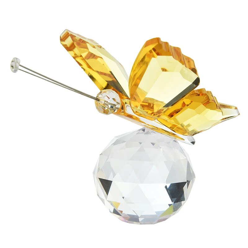 1 pçs borboleta de cristal com bola estatueta casa decoração casamento artesanato vidro coleção ornamentos mesa lembrança presentes: Verde claro