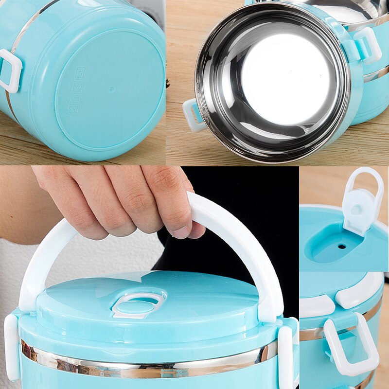 Läckagesäker termos matlåda matbehållare bärbar termisk matlåda i rostfritt stål för kontorscamping