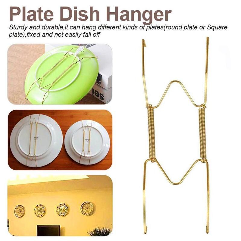 Plate Hanger Holder Wall Display Plate Dish Hangers Stand Supplies Tools Plate Kitchen Spring Storage Holder Home Invisible Q0N1