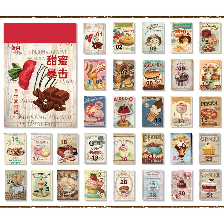 Vanyi 12 designs samling år bokstav fyrkantig diy hangtag scrapbooking/korttillverkning/journalföringsprojekt med hålkort: 12