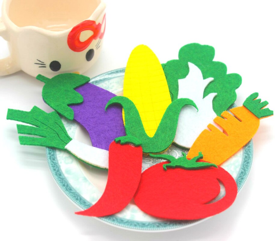 3pcs Furit Mixed Felt Craft Non Woven Patch Applique DIY Felt Pad Kindergarten Decoration Wall Sticker