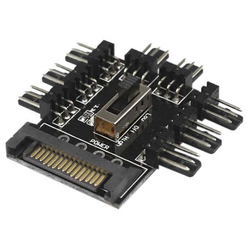 Multi Way Splitter Cooling Fan Hub PC Computer SATA 1 to 8 3Pin 12V Power Socket PCB Adapter XXM8 & PC 1 to 8 4Pin