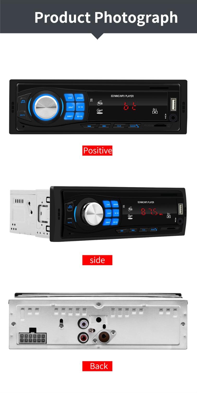 Podofo Bluetooth Autoradio 12V Auto Stereo Radio Fm Ontvanger Aux-In Ingang Sd Usb In-Dash Autoradio 1din Auto MP3 Multimedia Speler