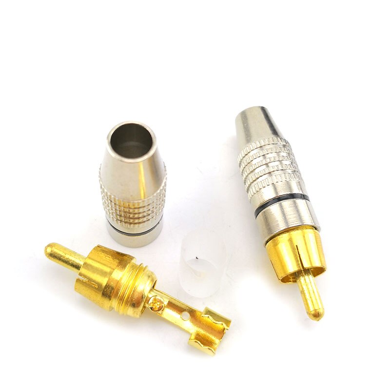 4 10 Stuks Rca Male Plug Connector Non Soldeer Av Audio Video Locking Cable Plug Adapter Solderness Voor Video Cctv camera Beveiliging