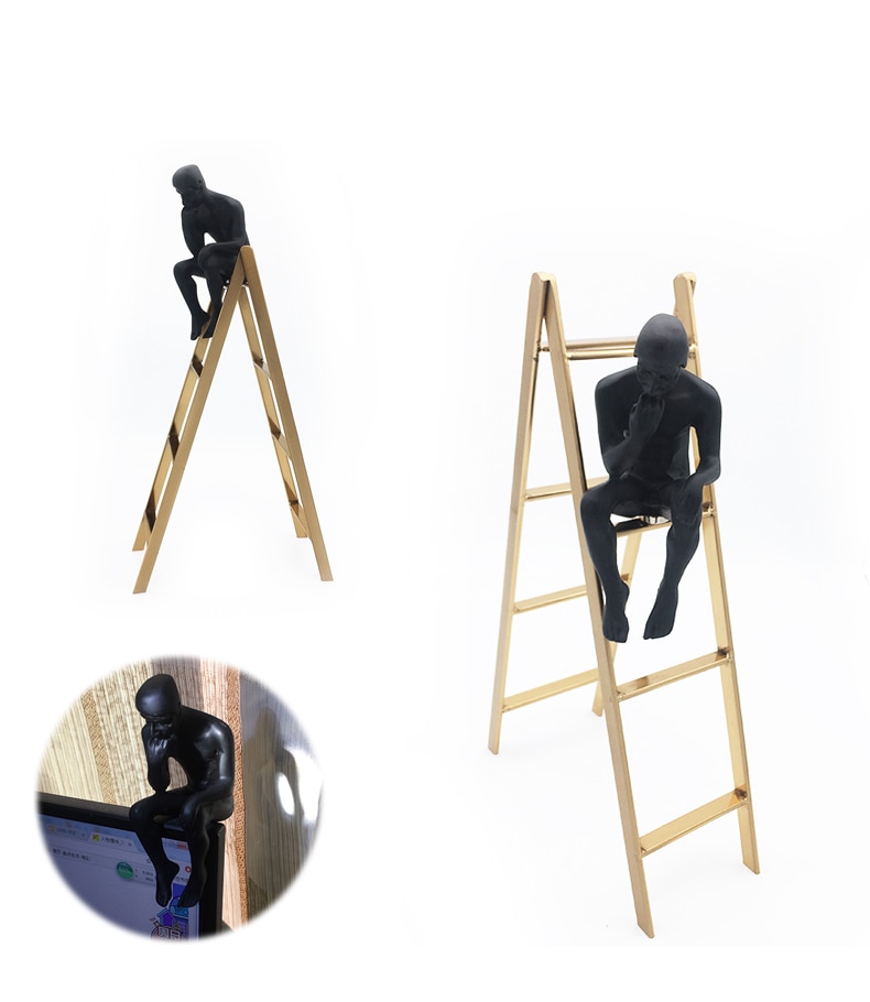 Auguste Rodin myśliciel rzeźba śliczny myśliciel na schodach witryna regał klasyczny Dom dekoracja czarny Człowiek metal