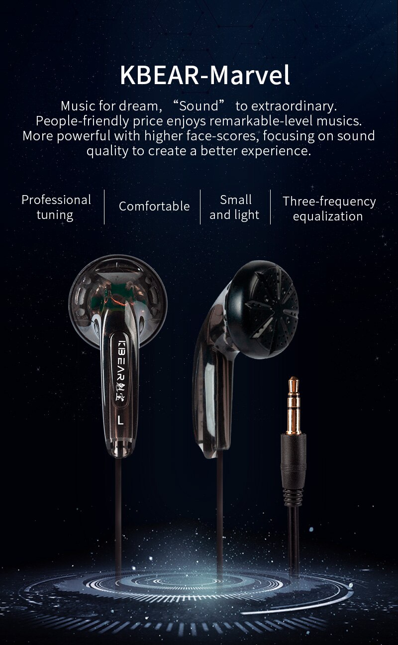 KBEAR-auricular Stellar con controlador dinámico, 15,4mm, japonés, PPS, auricular de graves música de DJ