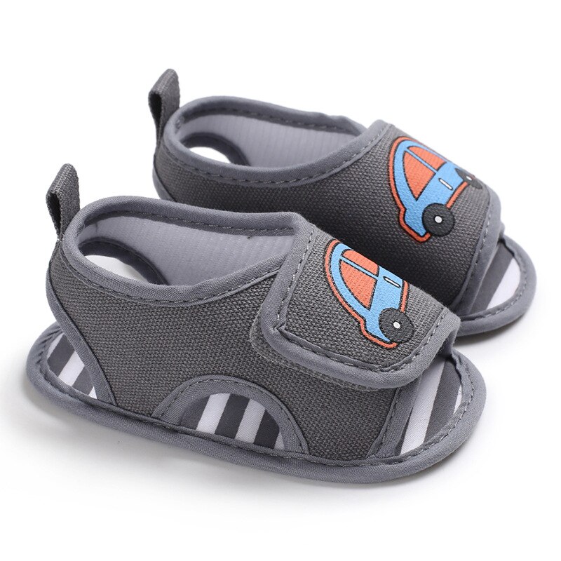 Silicone Car Children Shoes Summer Canvas Unisex Low Tube Toddler Shoes Baby Sandals Newborn Boy for 1-4 Years Old: Gray / 11