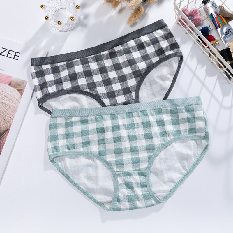 2021 New Fashion 4 pz/lotto mutandine da ragazza Plaid intimo slip in cotone ragazza Lingerie morbido e confortevole Panty