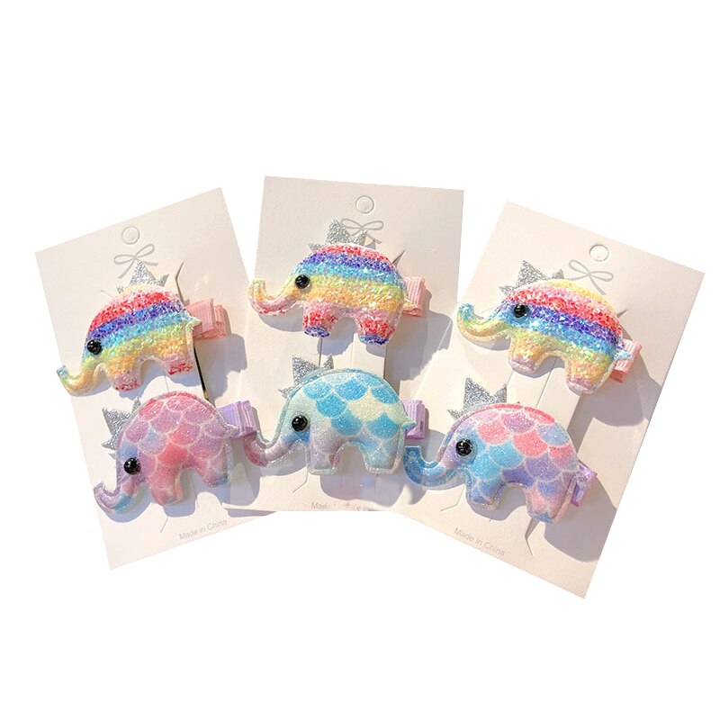 de 2 uds horquilla para niñas y niños, accesorios para el pelo de bebé con bonito elefante Arco Iris, accesorios para el pelo de bebé, horquilla de para niños,