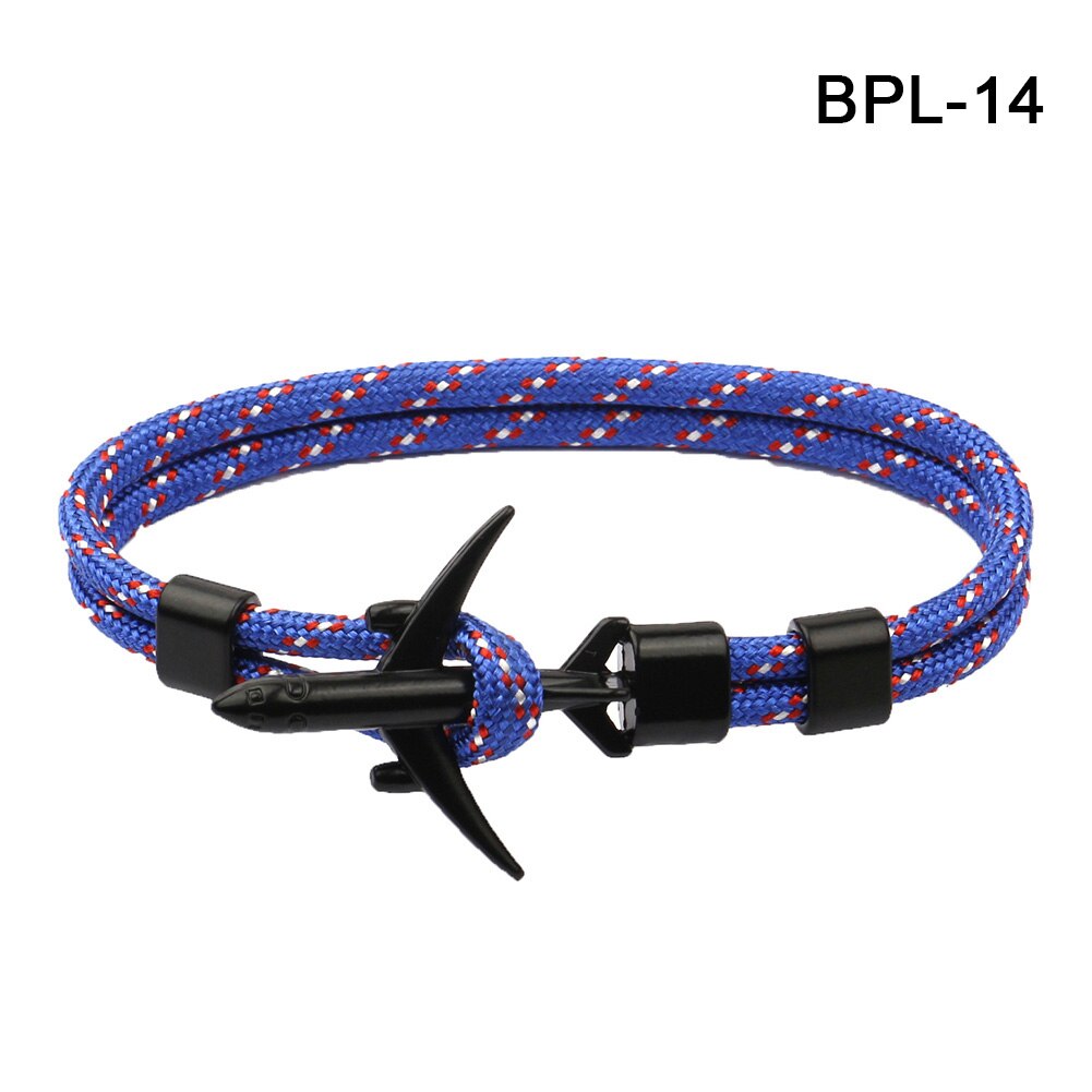 Airplane Anchor Bracelet Men Polyester Wrist Rope Bracelet Sport Jewelry BMF88: bpl-14