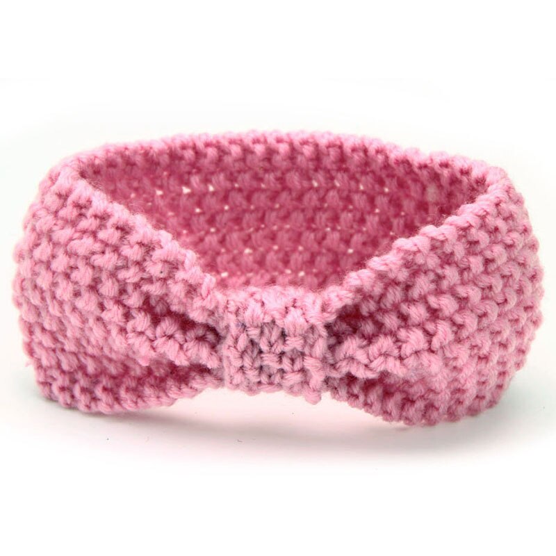 Stickat baby pannband enfärgad vinter huvudvärmare virkad rosett pannband baby flickor hårband huvudtillbehör