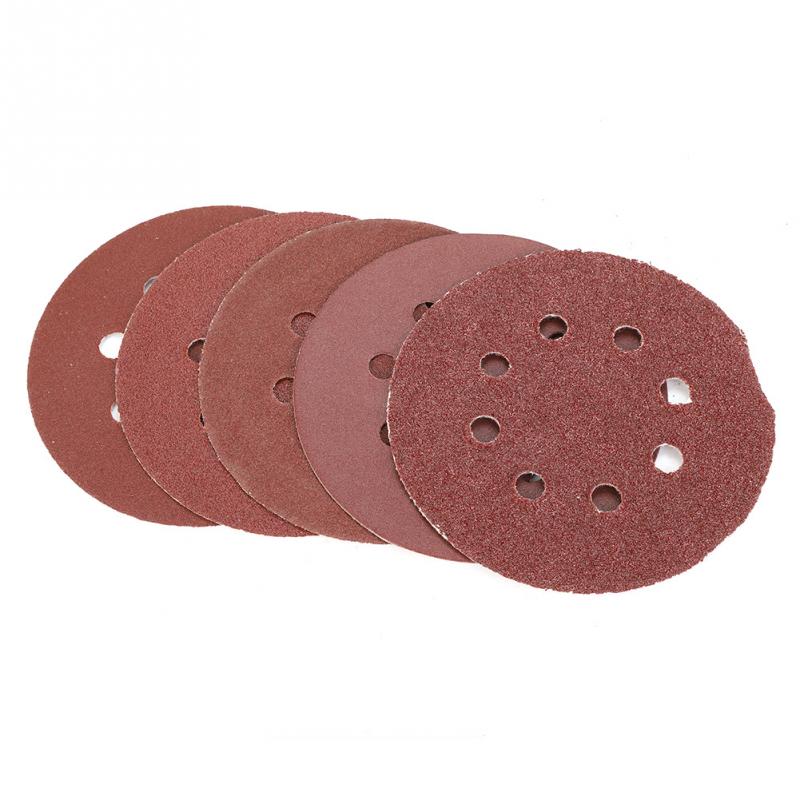 50PCS 125mm Round Shape Silicon Carbide Sanding Discs 40 60 80 120 240 Grit Sand Papers with 8 Holes