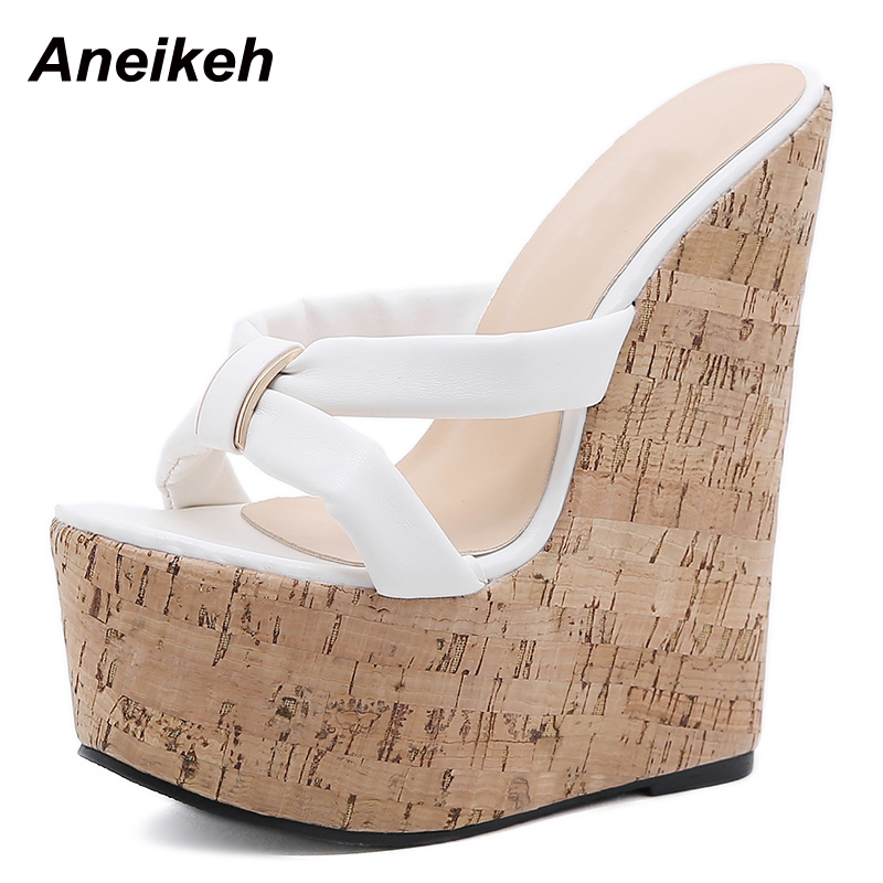 Aneikeh, zapatillas de tacón de cuña para mujer, – Grandado