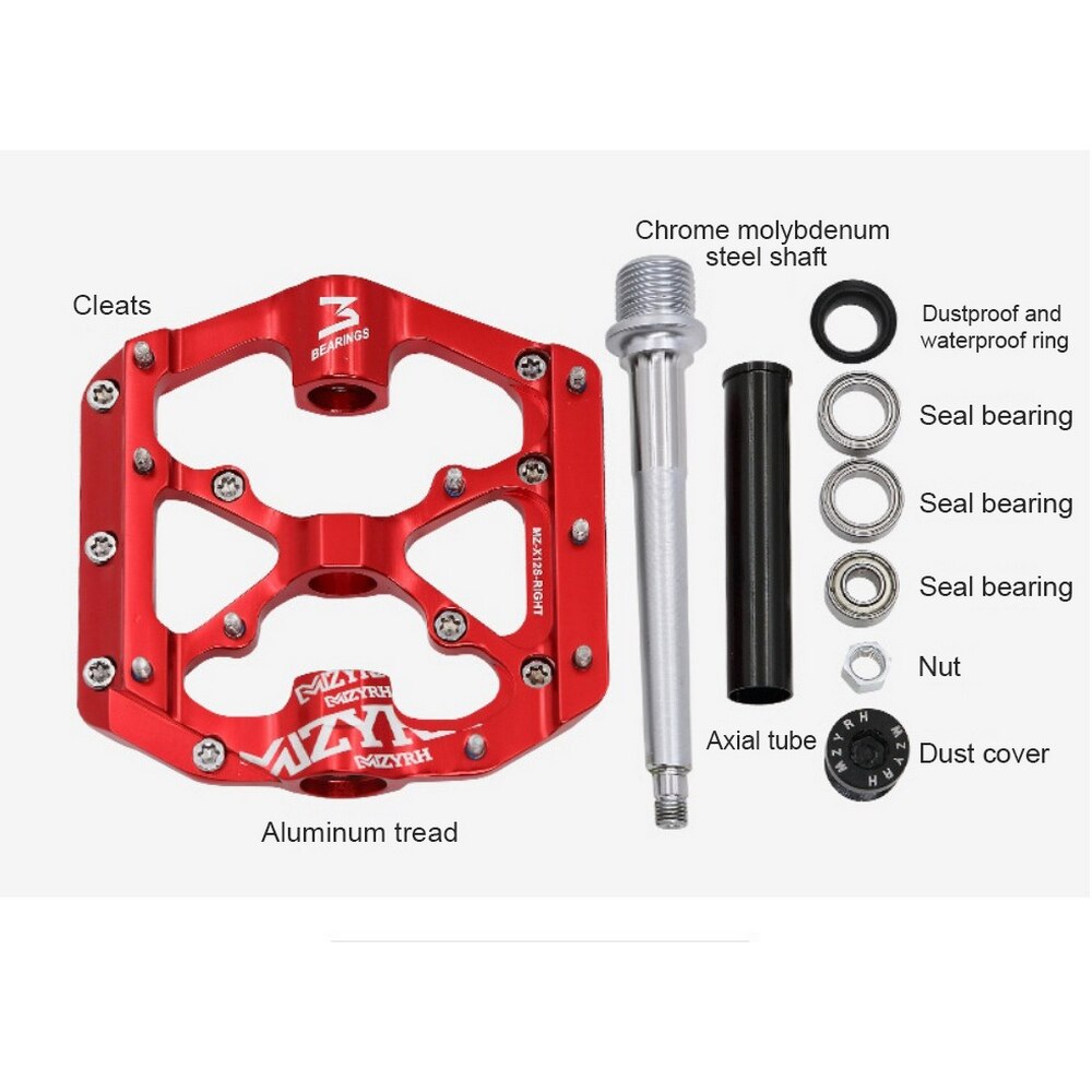 MTB Road Bike 3 Bearings Mountain Bike Pedals Platform Bicycle Flat Alloy Pedals 9/16" Pedals Cycling Non-Slip Alloy Flat Pedals