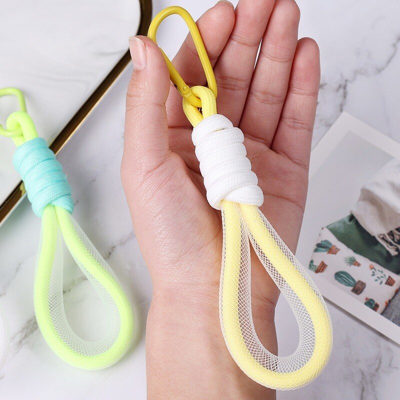 Braided Lanyard Two-color Buckle Fluorescent Color Phone Strap Bags Ornaments Rope Pendant Universal Phone Charm Keychain