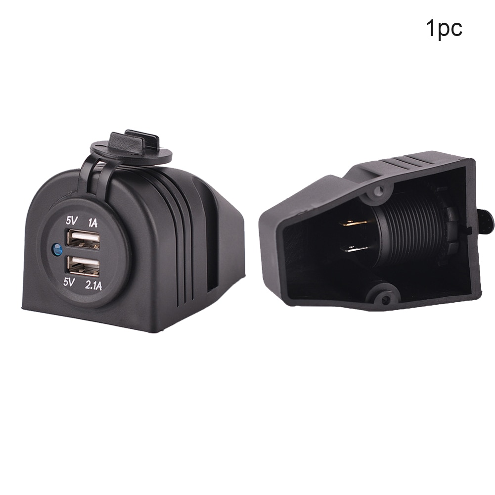 Charger Dual USB Black Surface Mount 12V Portable Plug Power Durable Adapter Universal Car Socket Accessory Waterproof