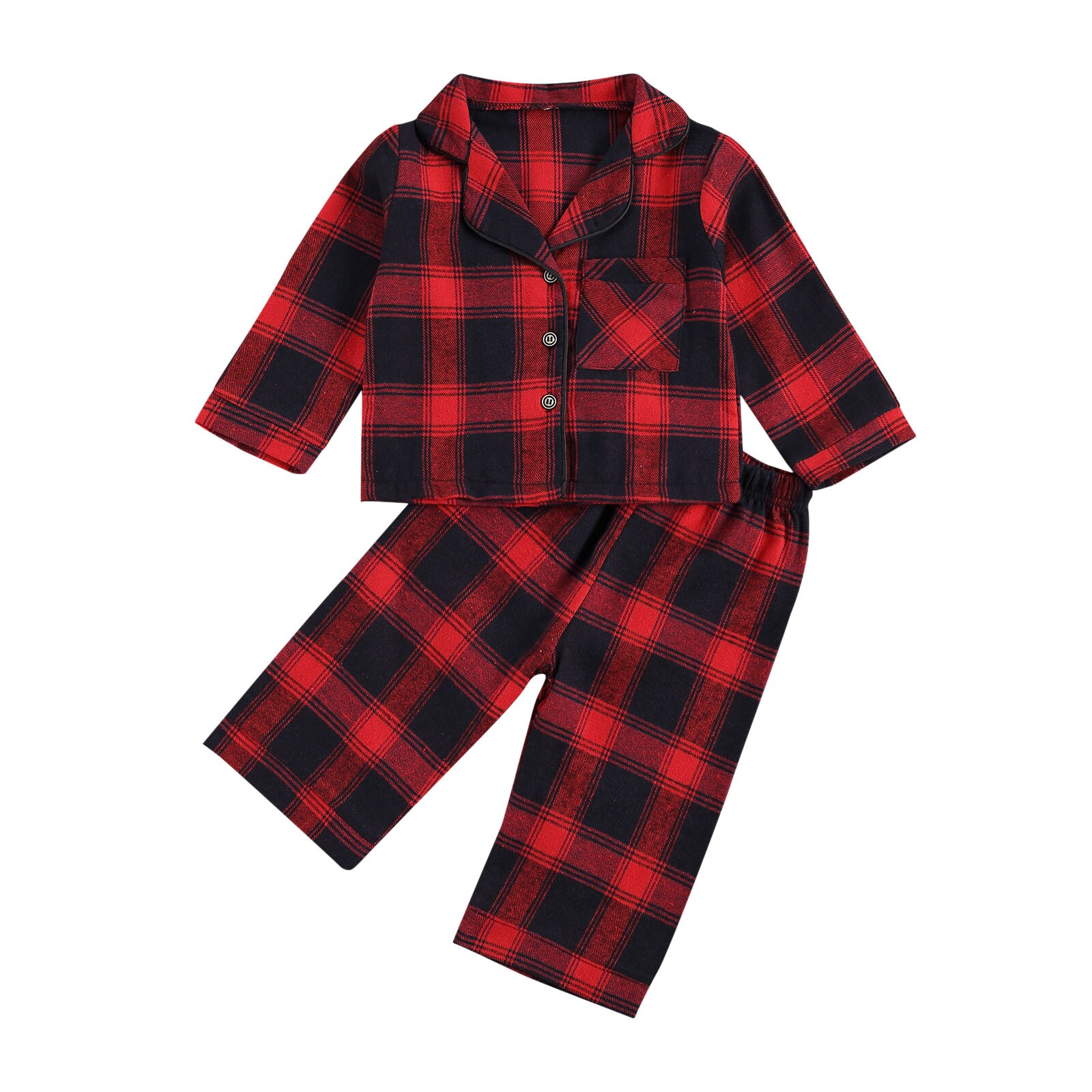 Ma & baby 1-7y jul toddler kid drenge pyjamas sæt rød plaid langærmet nattøj efterår xmas outfits børn kostumer