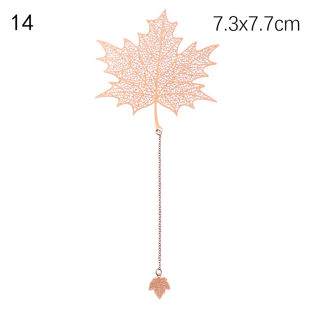 Retro Chinese Style Hollow Gold Metal Bookmark Maple Leaf Vein Fringed Pendant Apricot Leaf Bookmark Stationery: 14