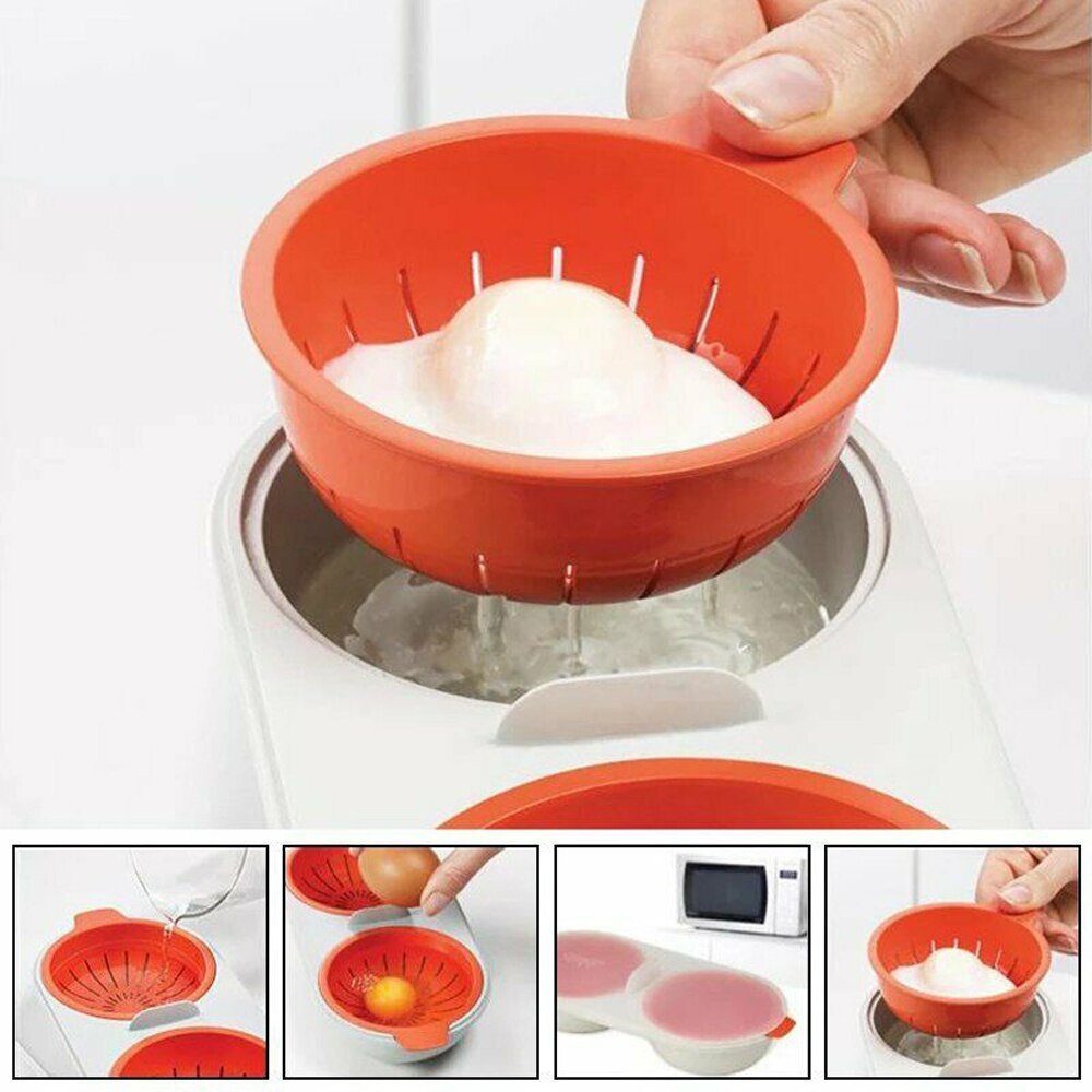 Pocher à œufs au micro-ondes, ustensile de cuisine de alimentaire, Double tasse, chaudière à œufs vapeur, outils de cuisson au four à micro-ondes